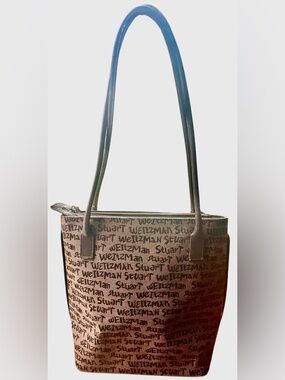 👜Stuart Weitzman Canvas Graffiti Logo Bucket Tote Bag🤎